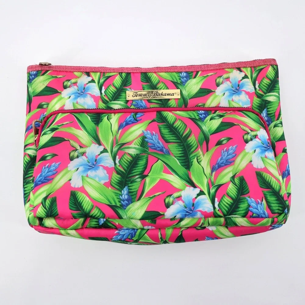 Tommy Bahama Tropical Floral Toiletry Cosmetic Travel‎ Bag Pink Womens